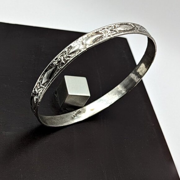 Taxco Jewelry - Vintage Taxco Sterling Bangle Bracelet - Engraved Silver Jewelry, 925